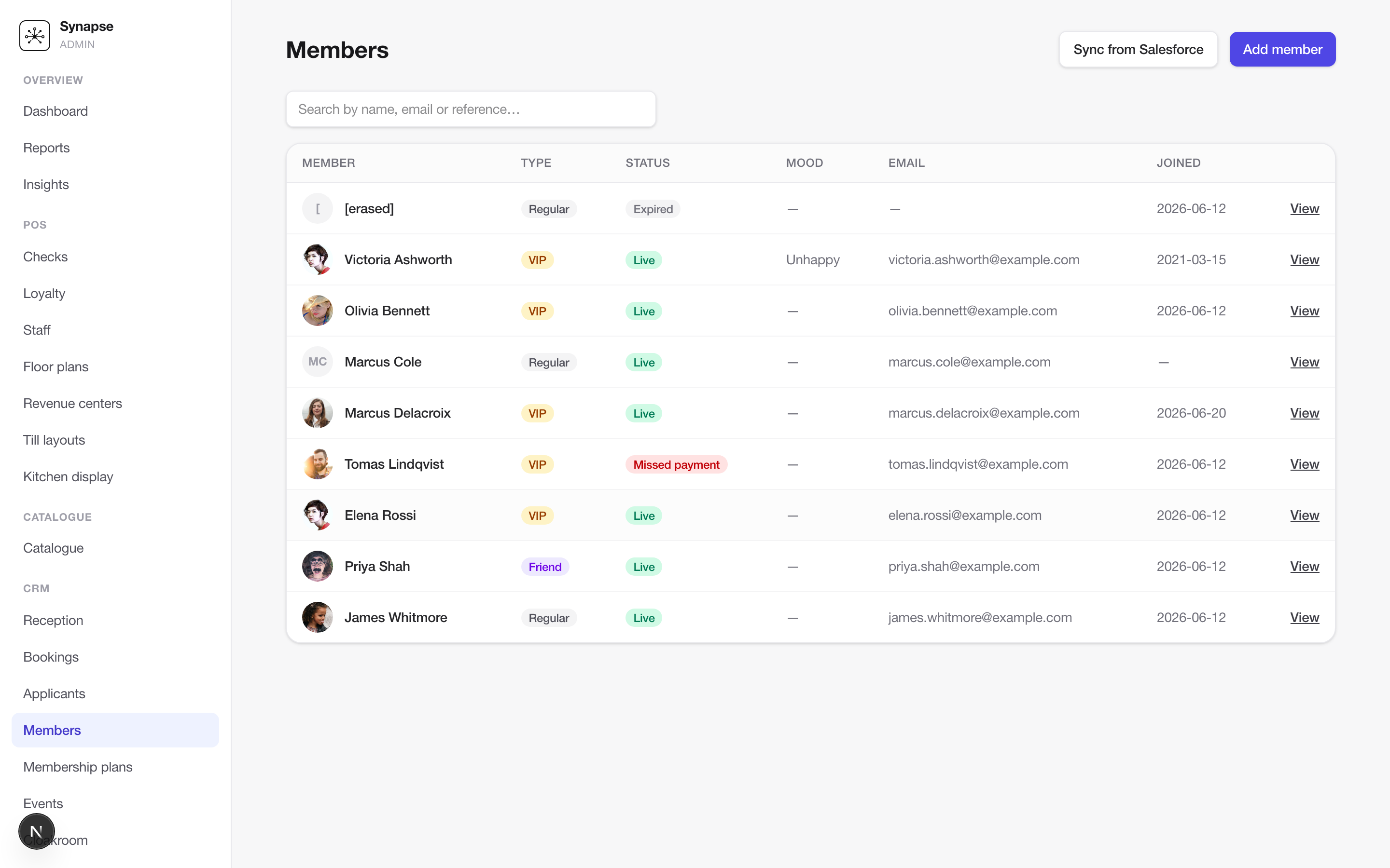 synapse admin — members list